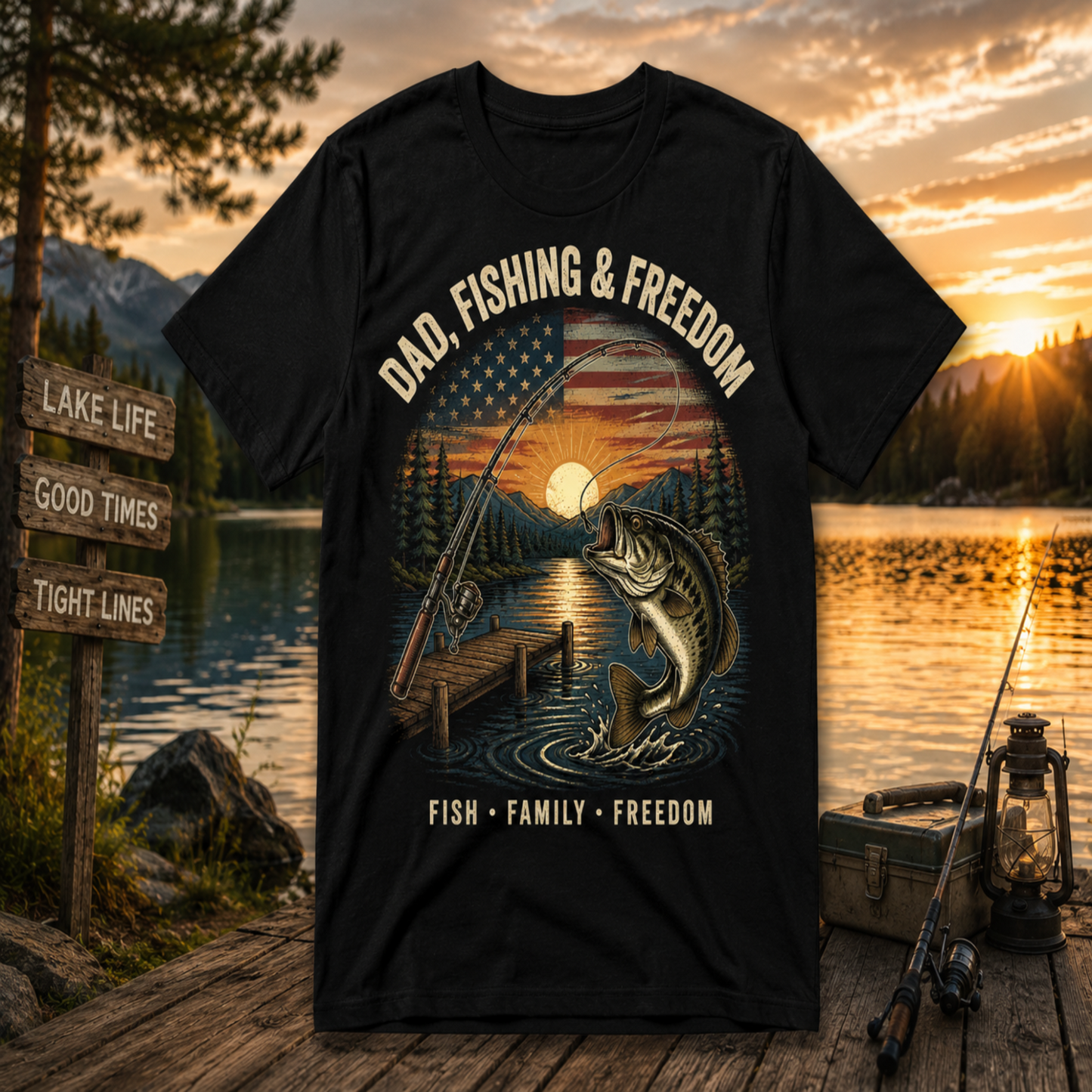 Dad, Fishing & Freedom T-Shirt