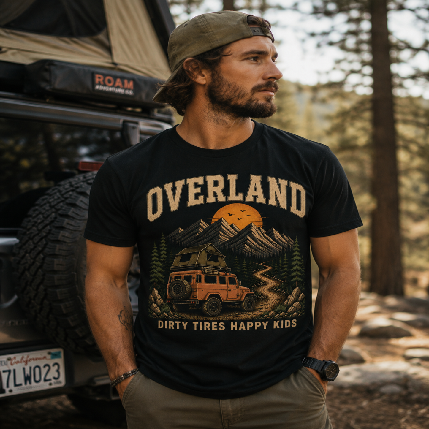OVERLAND Dad T-Shirt – Dirty Tires Happy Kids Adventure Tee