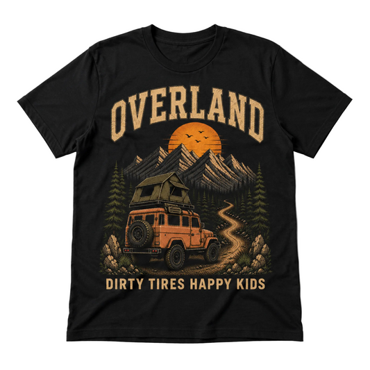 OVERLAND Dad T-Shirt – Dirty Tires Happy Kids Adventure Tee