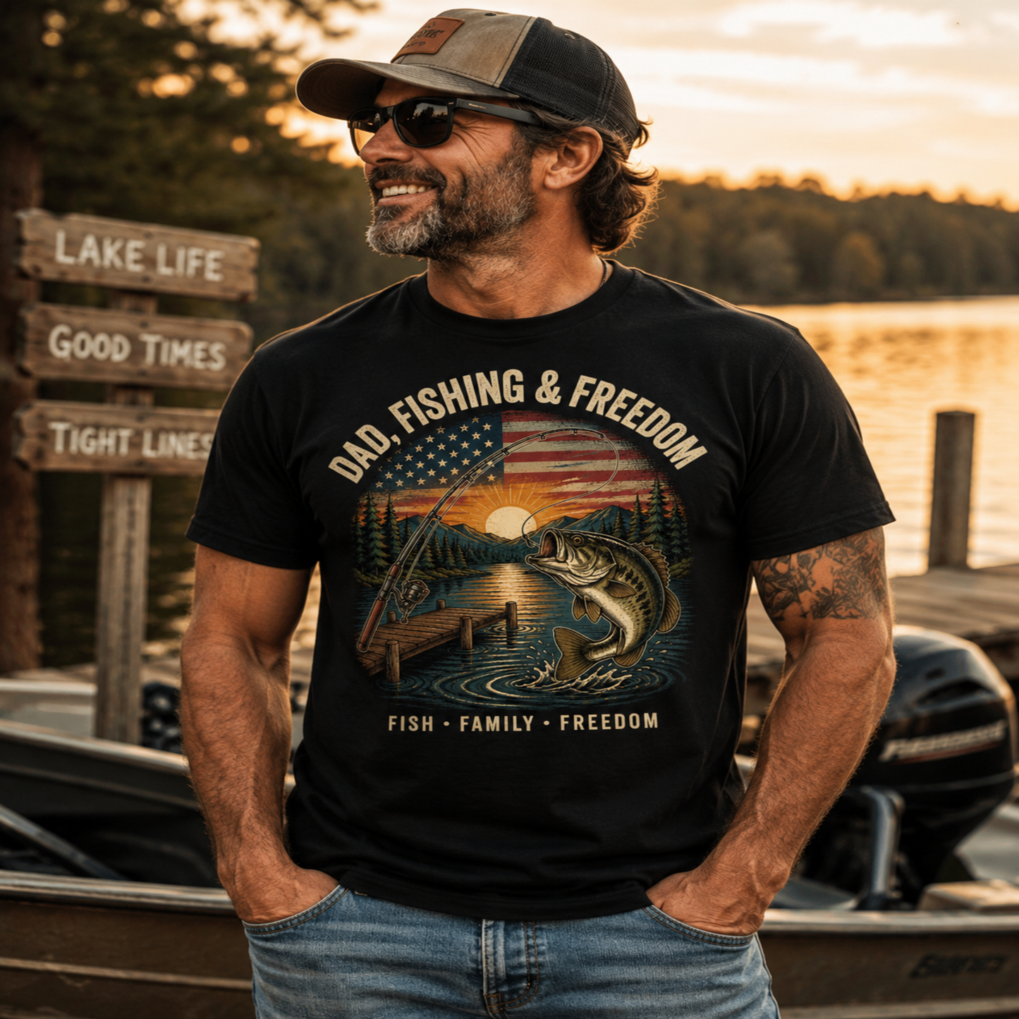 Dad, Fishing & Freedom T-Shirt